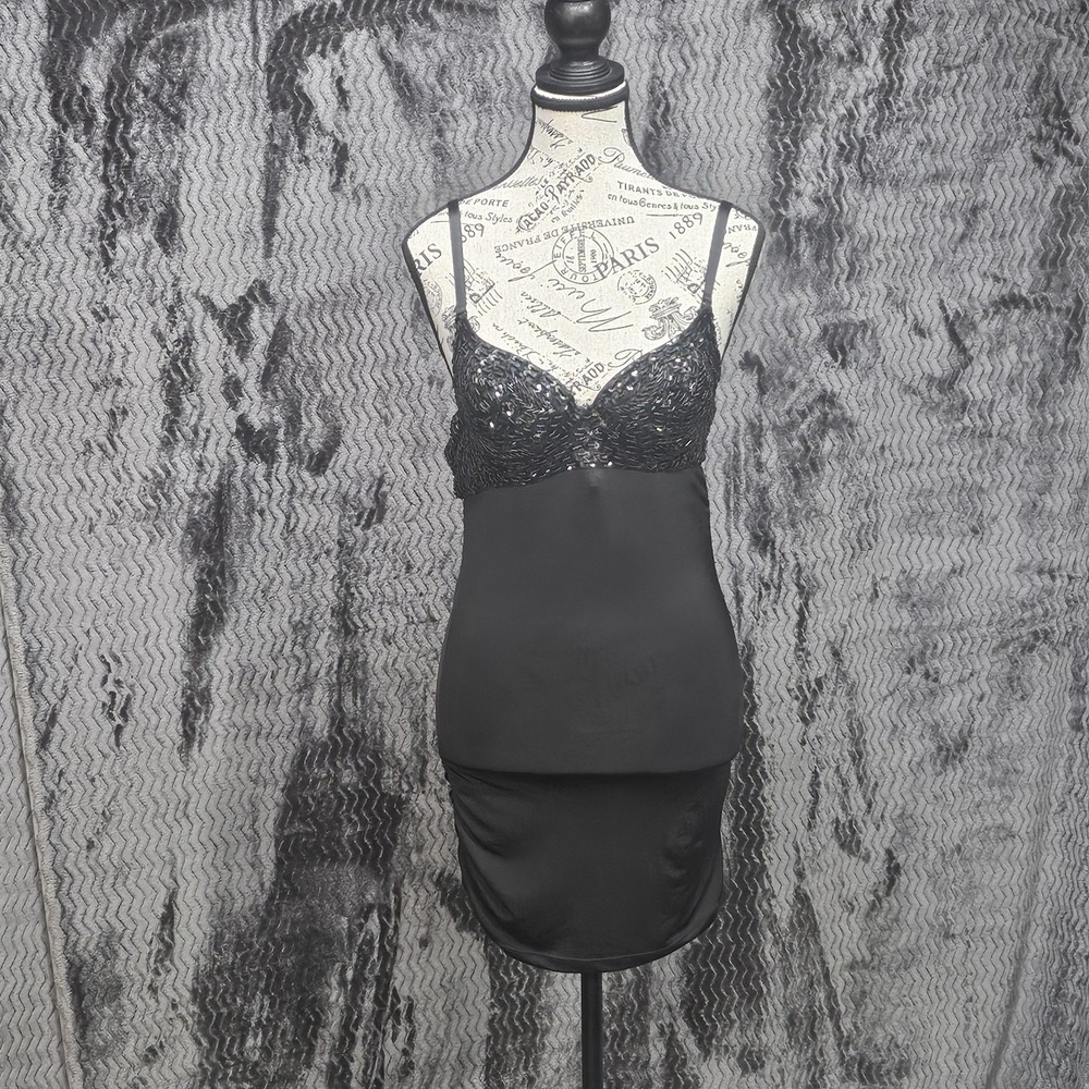 Vtg Charlotte Russe Babydoll Top Juniors M Sequin‎ 90s Whimsigoth Y2K Dark Fairy
